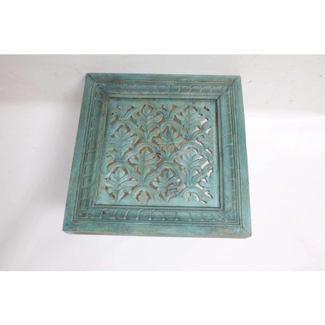 Totally Turquoise Carved Wooden Screen 18 X 18 For Sale - Image 10 of 10
