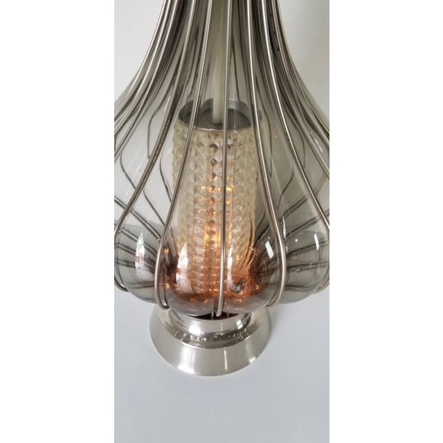 1970s Warren Platner Style Chrome and Smoked Glass Decorative Table Lamp For Sale - Image 10 of 13