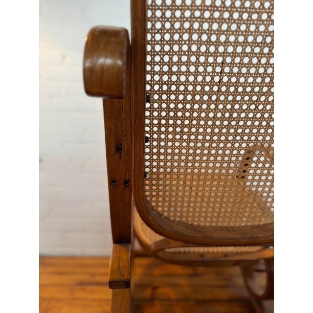 Vintage Thonet-Style Bentwood Cane Rocking Chair For Sale - Image 6 of 8