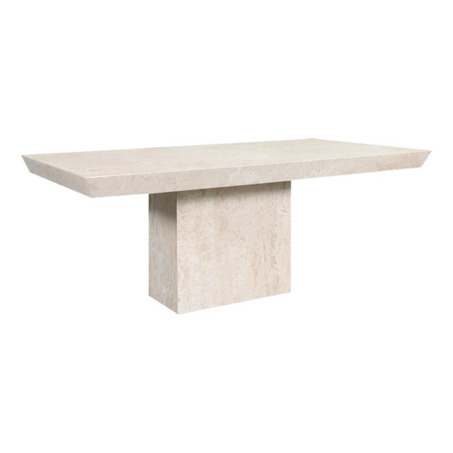 1980s Italian Modernist Travertine Dining Table For Sale