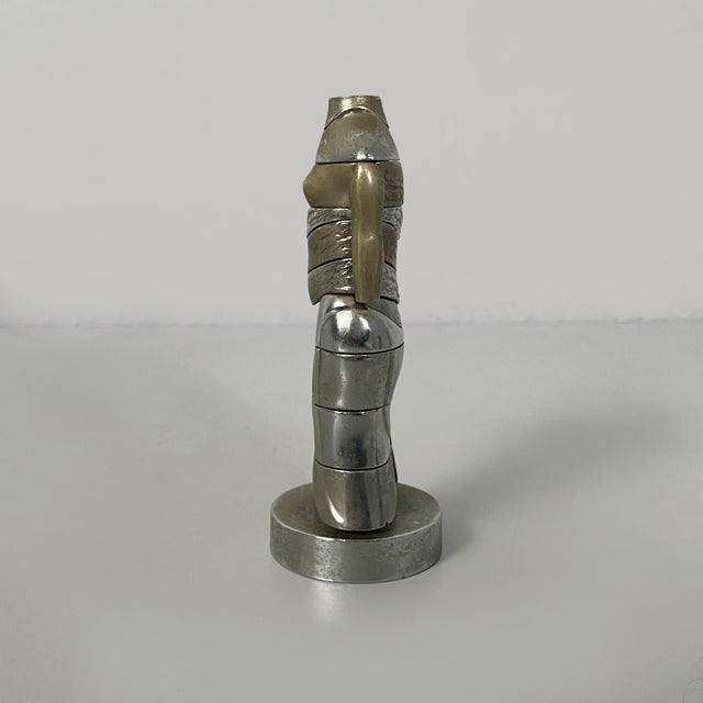 Spanish Nickel-Plated Metal Mini Cariatide Sculpture by Miguel Berrocal, 1968-1969 For Sale - Image 3 of 15