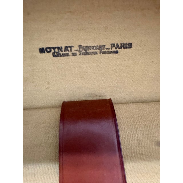 Antique Early 20th Century Leather Moynat Paris Luggage Trunk With Cruise Line Stickers For Sale - Image 10 of 17
