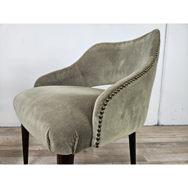 Black Fabric Armchairs with Wooden Legs and Adjustable Brass Feet, 1960, Set of 2 For Sale - Image 8 of 14