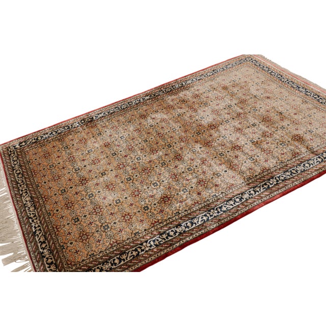 Rug & Kilim Antique Persian Qum Rug in Beige-Brown and Red Floral Pattern, From Rug & Kilim For Sale - Image 4 of 8