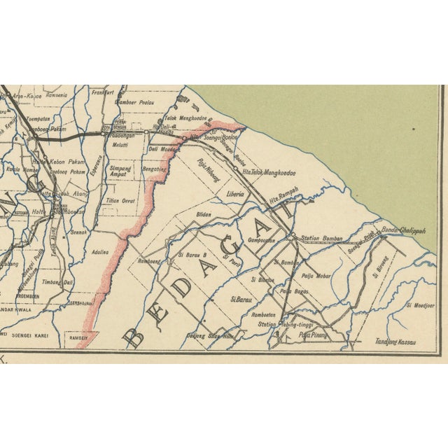 Deli Railway System Map of East Sumatra, 1910s For Sale - Image 5 of 10