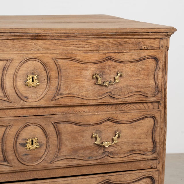 Brown 18th Century French Bleached Oak Chest of Three Drawers For Sale - Image 8 of 18