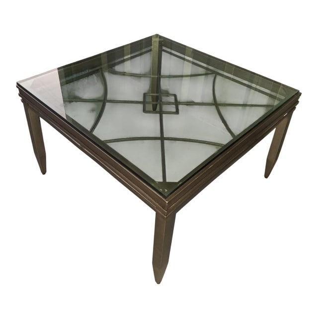 Metal 1970s Stunning Hollywood Regency Style Cocktail Table That Combines Architectural Geometric Symmetry With Sleek Mid-Century Flair. For Sale - Image 7 of 9