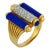Vintage Diamond Lapis Lazuli 18k Yellow Gold Cocktail Ring, Size 8 For Sale