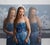 Preoccupation by Beth Sistrunk | Oil on three translucent acrylic panels featuring a woman in a blue dress. For Sale