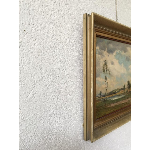 Ludwig Bürgel, Paysage de campagne et étang, Oil on Wood, Framed For Sale - Image 7 of 9