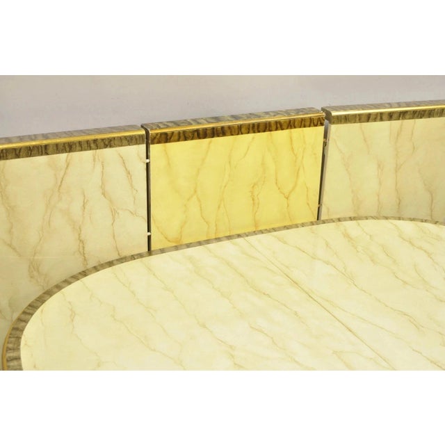Late 20th Century Italian Regency Cream & Gold Gilt Lacquered Urn Pedestal Dining Table - 3 Leaves For Sale - Image 13 of 16