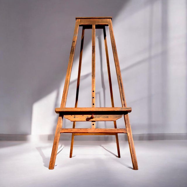 Brown Extra Large Vintage Oakwood Field Easel, 1920s, W. Klein For Sale - Image 8 of 16