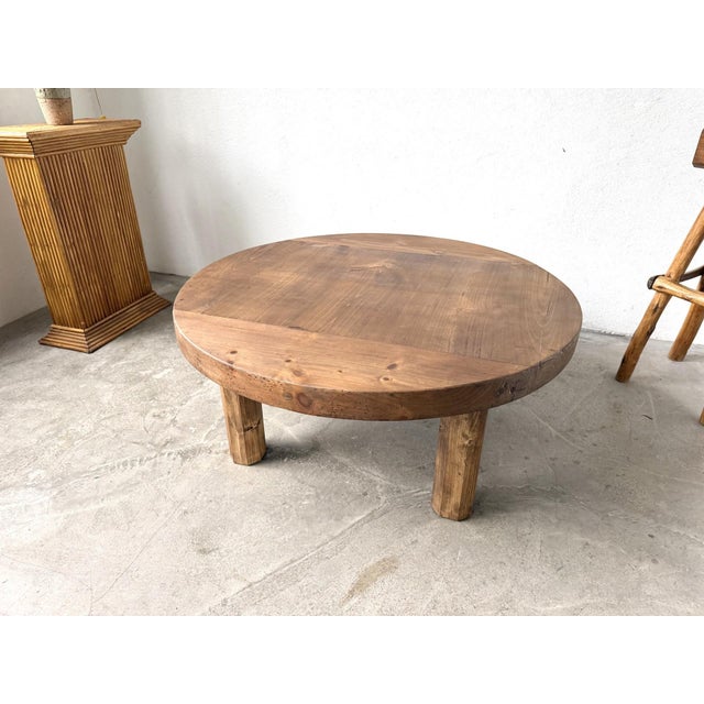 Brutalist Round Coffee Table in Pine, 1950s For Sale - Image 14 of 18
