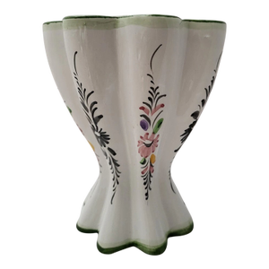 Vintage Hand Painted Floral Vase Signed Portugal