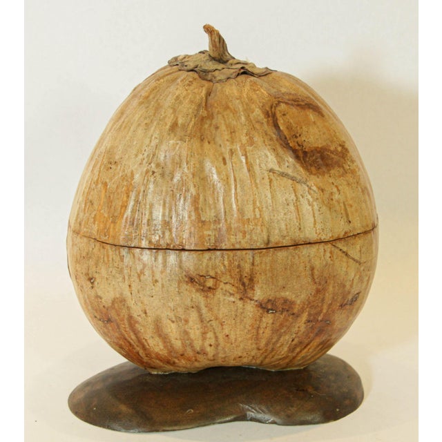 Vintage Polished Split Whole Coconut Shell Bowl Dish Ice Bucket, 1970 For Sale - Image 11 of 11