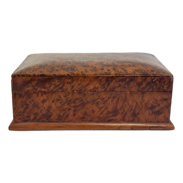 Vintage Burled Wood Lidded Box For Sale