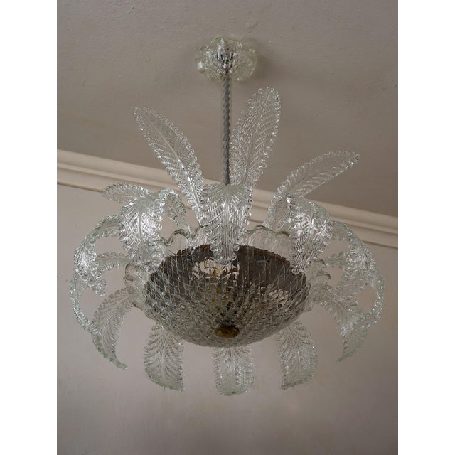 Vintage Art Deco Murano Glass Chandelier with Eighteen Leaves by Ercole Barovier, 1930s For Sale - Image 4 of 18