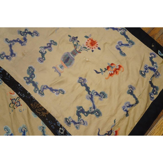 Beige 1820s Beige Medallion Dragon Antique Flat Weave Rug Silk Chinese Embroidery For Sale - Image 8 of 11
