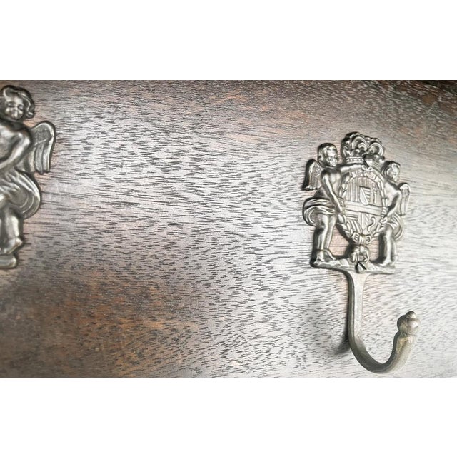 Stylish Wooden Shelf with Hooks in Oak, 1970s For Sale - Image 11 of 13