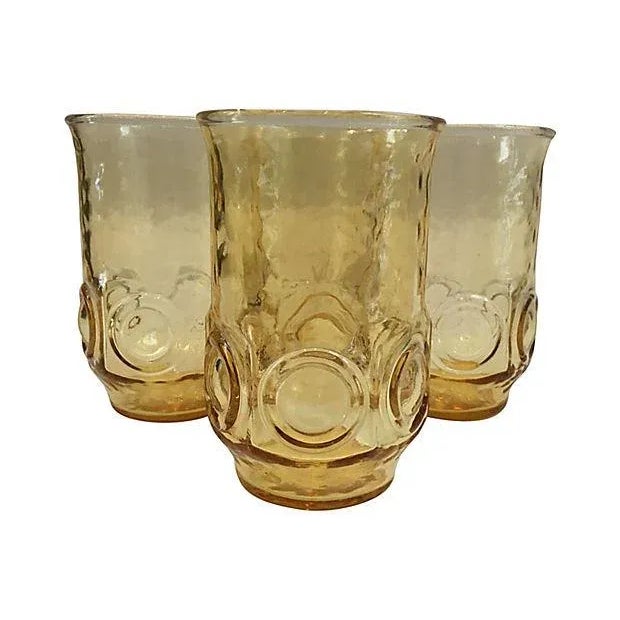 Mid-Century Modern 1960s Gold Thumbprint Glasses - Set of 4 For Sale - Image 3 of 4