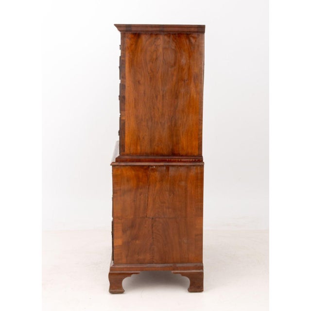 George II Walnut and Featherbanded Chest on Chest For Sale - Image 9 of 10