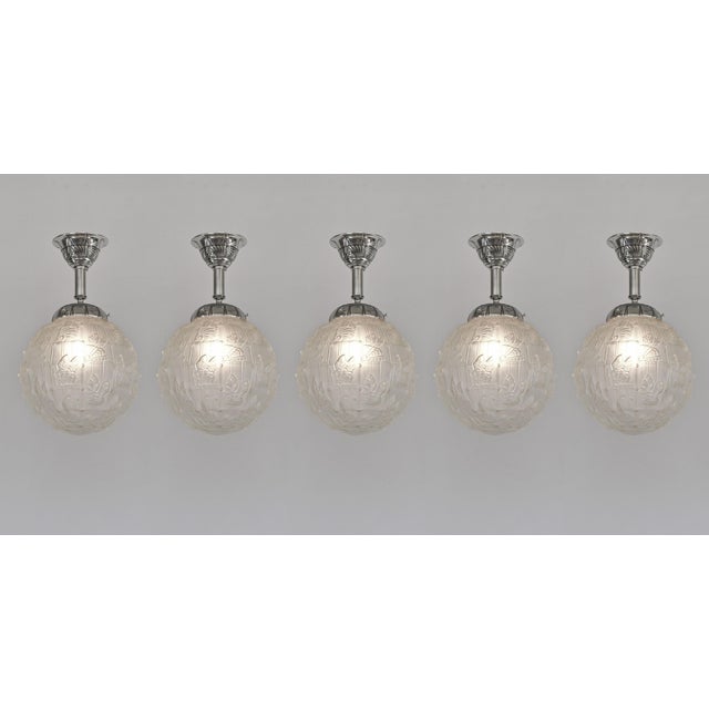 French Art Deco Semi Flush Mount by Ranc Freres 1930 France - 5 Available For Sale - Image 11 of 13