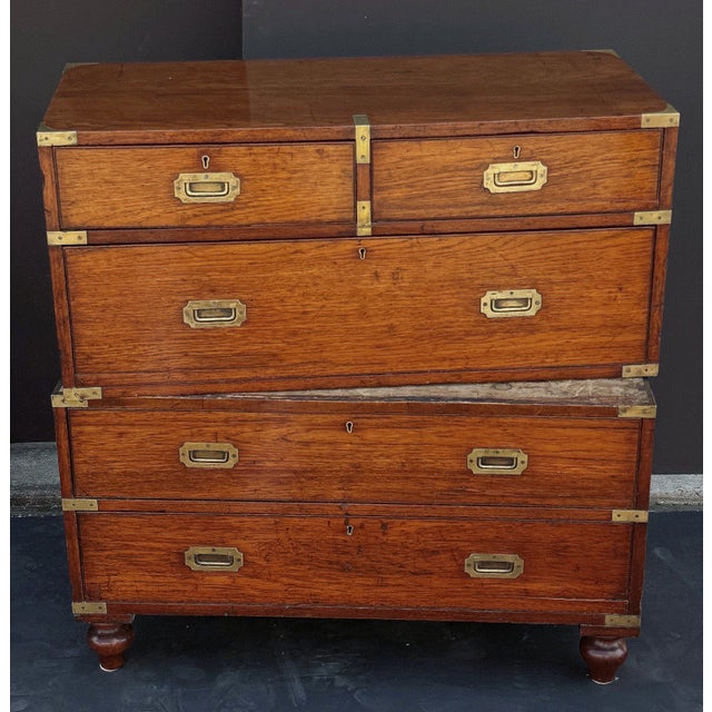 British Military Officer's Campaign Chest or Dresser of Brass-Bound Teak For Sale - Image 10 of 11