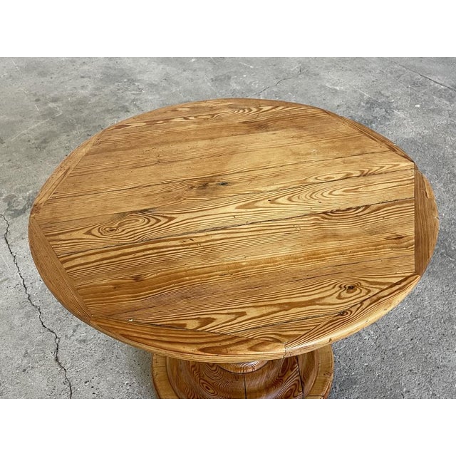 Round Sculptural Pine Pedestal Table, Denmark, 1970s For Sale - Image 6 of 11