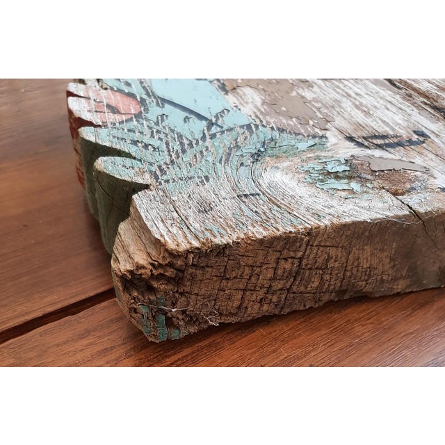 Vintage hand painted wooden dutch boy with tulips thick cut old wooden garden accent. Original wrought iron stake. Shabby...