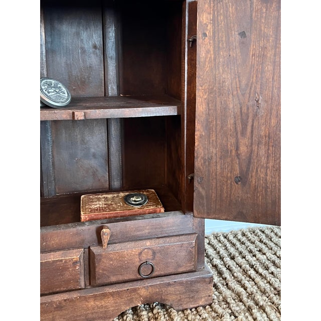 Brown Antique Small Cabinet in Oak With Iron Fasteners For Sale - Image 8 of 12