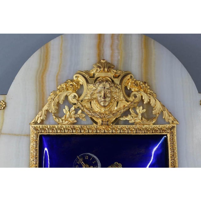 1860s Coblentz Louis XVI Blue Alabaster Enamel Table Clock 1pc For Sale - Image 6 of 17