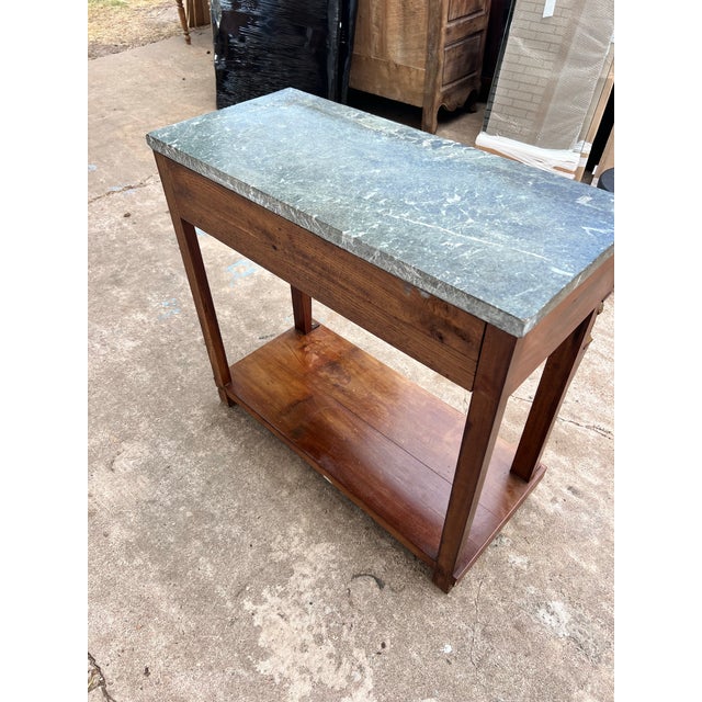 French 19th Century Empire Marble Top Walnut Console Table For Sale - Image 9 of 12