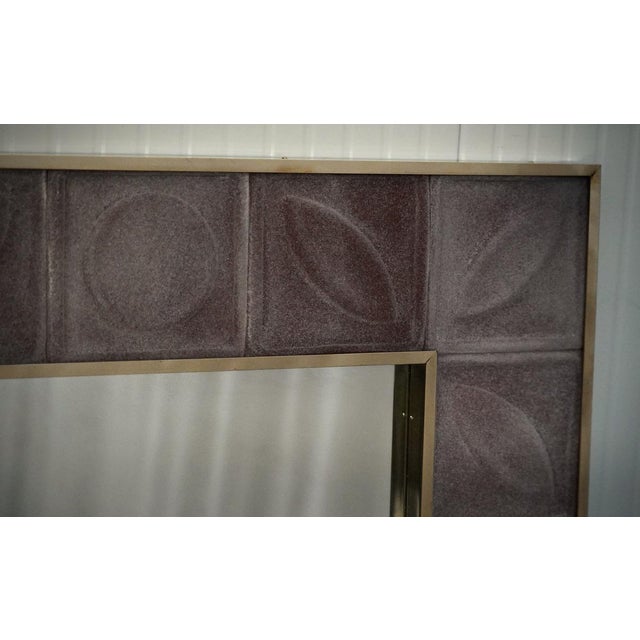 Metal Mid-Century Italian Murano Pink Art Glass and Brass Console Wall Mirror For Sale - Image 7 of 10