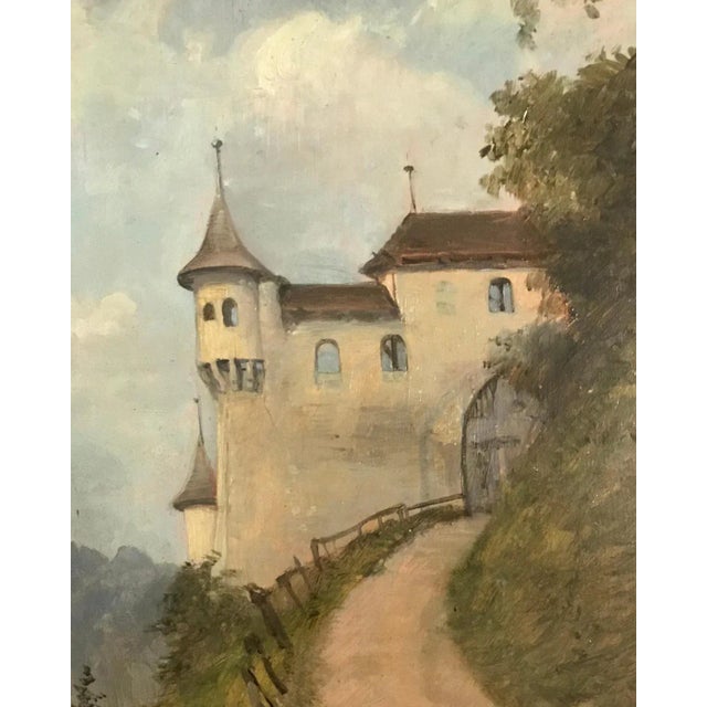 Armand Leleux, The Castle Way, Oil on Wood, 1950s For Sale - Image 4 of 6