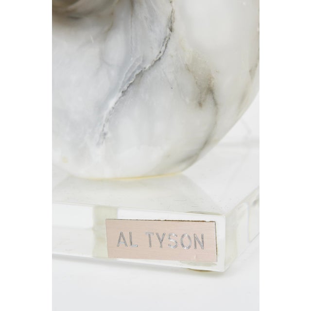 1990s Signed Vintage Carrara Marble and Lucite Sculpture 1970's For Sale - Image 5 of 10