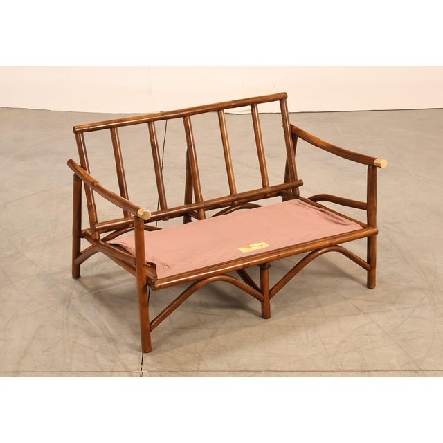 Vogue Coastal Vintage Rattan Bamboo Loveseat For Sale - Image 4 of 18
