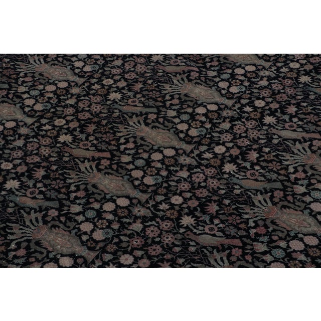 Traditional Antique Sivas Rug, Black With Colorful Florals and Pictorials - Rug & Kilim For Sale - Image 3 of 8