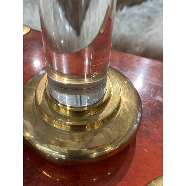 Lucite and Brass Candlestick Prickets Attributed to Dolbi and Cashier For Sale - Image 15 of 16
