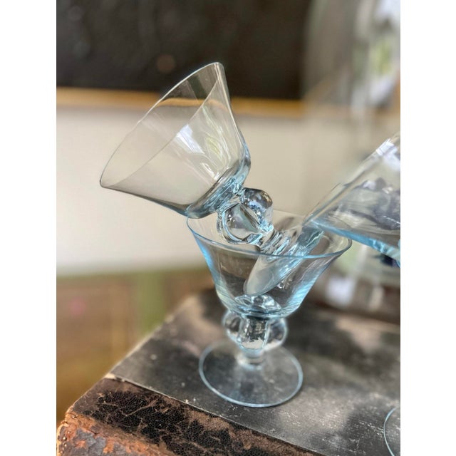 Mid-Century Modern Vintage Blue Gulli Ingrid Swedish Glass Stemware - Set of Four (4) For Sale - Image 3 of 9