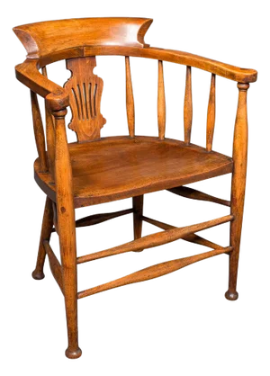 Antique Captain's Chair, English Beech, Home Office, Elbow Seat, Victorian, 1870