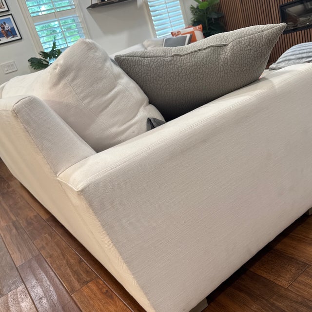 2020s Restoration Hardware Sofa for Sale!!! Beautiful White Sofa With Easy-to-Clean Fabric. Measures 95″ Long × 38.5″ Deep × 30″ High For Sale - Image 5 of 5