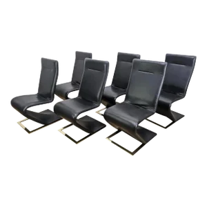 1980s Roger Rougier Zig Zag Dining Chairs - Set of 6