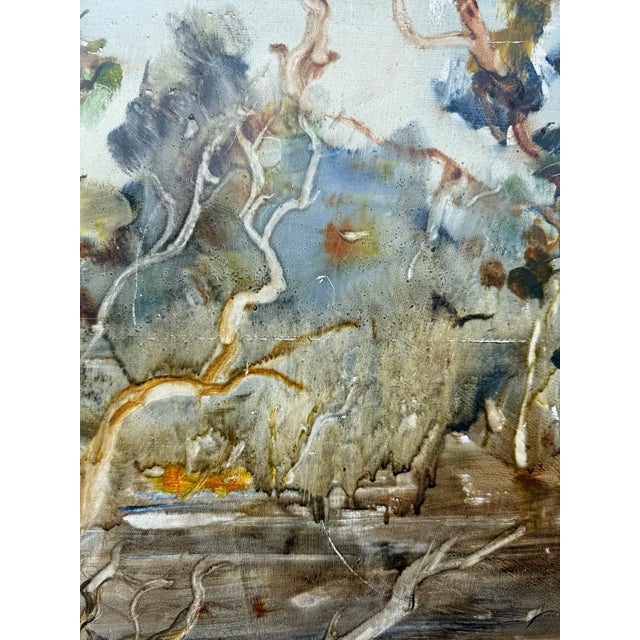 Large Oil on Cardboard Landscape Painting From 70's For Sale - Image 15 of 15