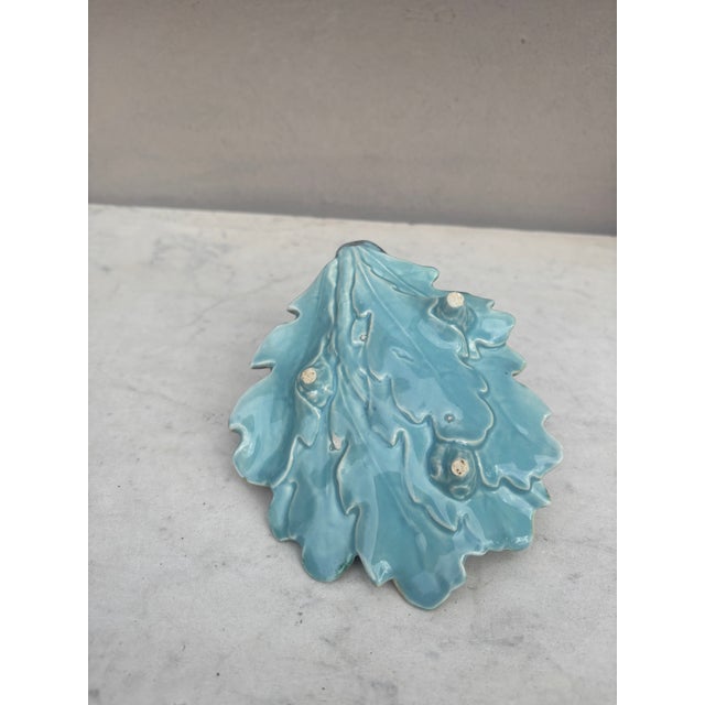French Majolica Oak Leaves Candelstick Luneville Circa 1890 For Sale In Austin - Image 6 of 6