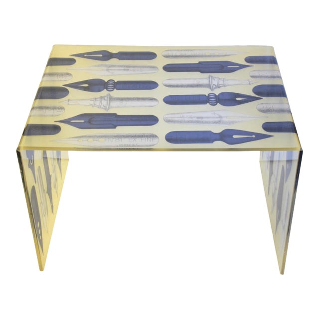 Fornasetti-Style Transfer Printed Acrylic Coffee Table For Sale