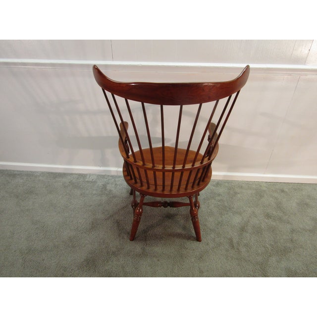 1980s Duckloe Solid Cherry Fan Back Windsor Arm Chair For Sale - Image 5 of 6