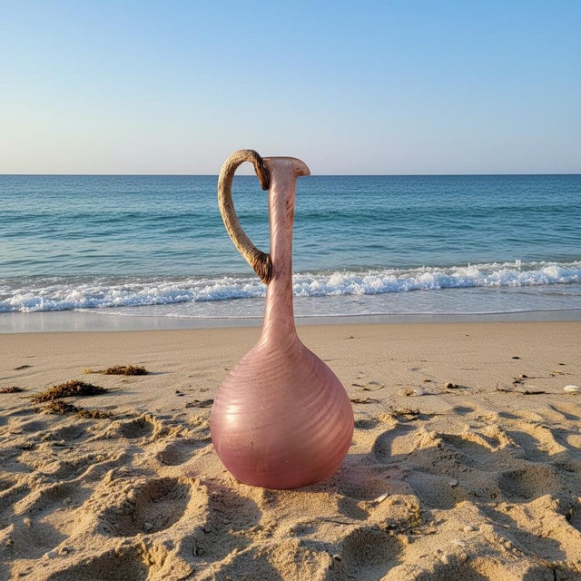 Pink Late 20th Century Large Billy Moon Blown Glass Ewer-Studio Art Glass-Sculptural Vessel-Modern-Pink For Sale - Image 8 of 10