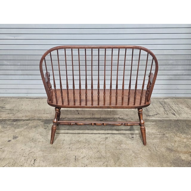 Late 20th Century L. Hitchcock Windor Style Bench Made in Conneticut For Sale In Cleveland - Image 6 of 8