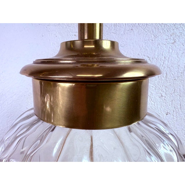 1990s Frederick Cooper Hand Blown Glass and Brass Table Lamps/a Pair For Sale - Image 4 of 9
