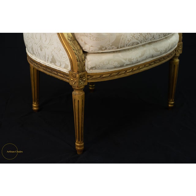 Late 19th Century New Scalamandre Silk Upholstery Louis XV-Style Carved Gilt Wingback Armchair For Sale In Washington DC - Image 6 of 11